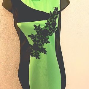 Oriental green cocktail dress